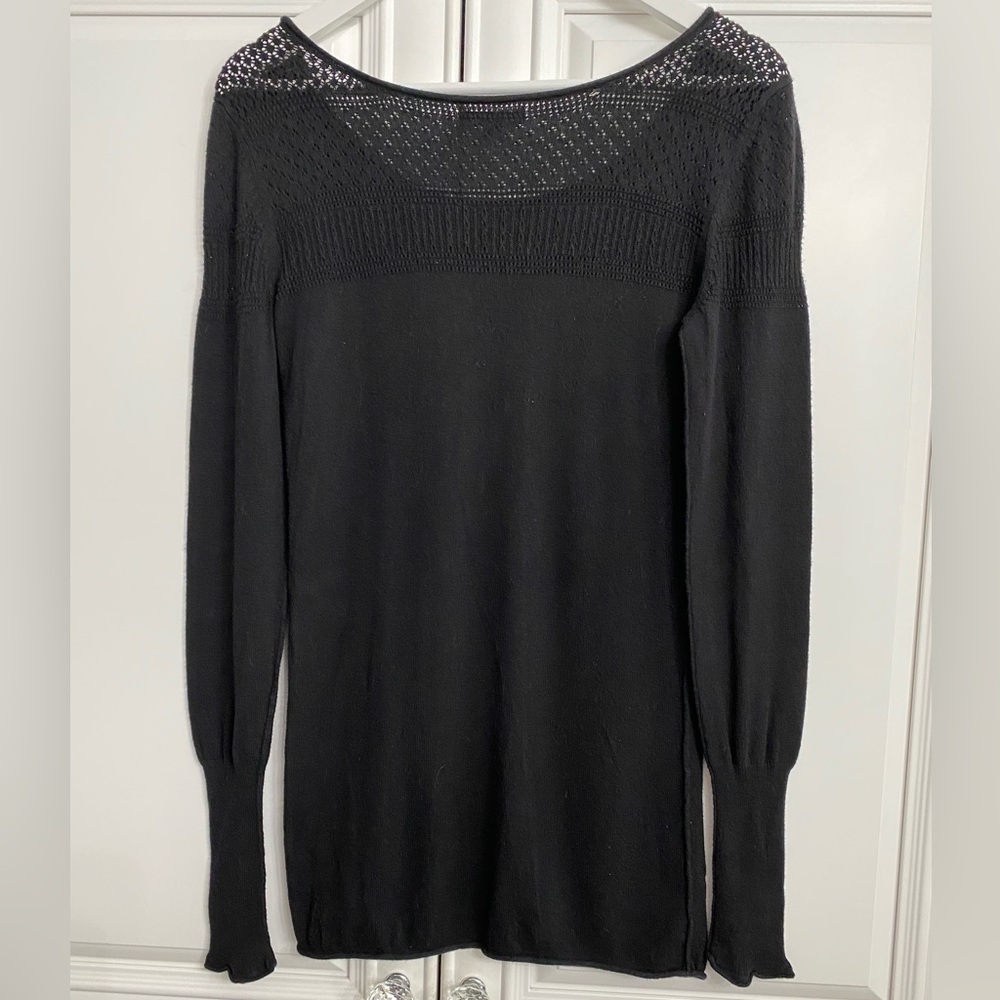 American Eagle Women’s Size Medium Long Sleeve Black Knit Top Loose Knit at Top